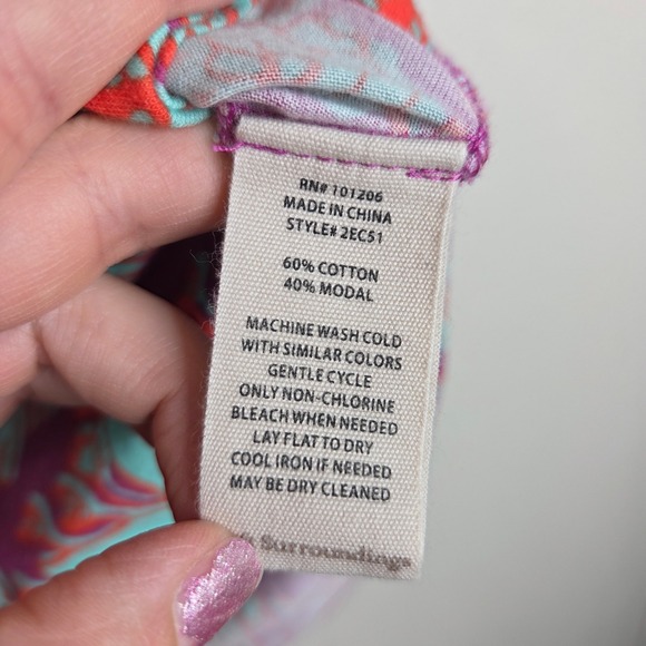 3 /$30 Soft Surroundings Floral Knit Tunic Top Purple Turquoise‎ Orange Small - Picture 8 of 10